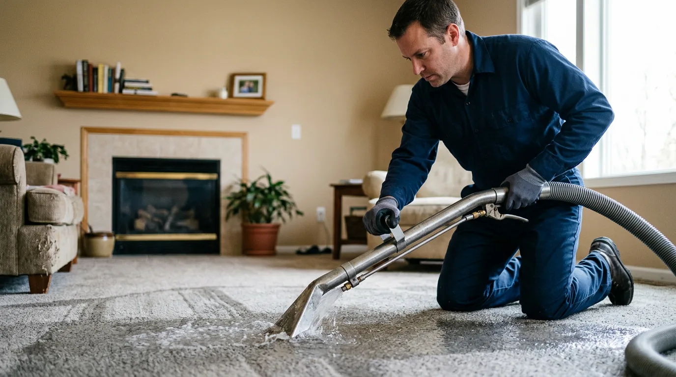 Water damage restoration technician working near North Windham, CT